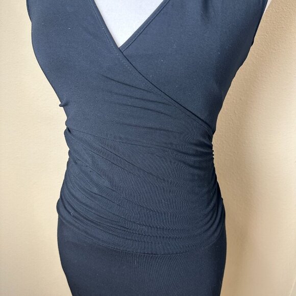 TART Black Knit Wrap Front Ruched Body Con Mini Dress Size XS - Picture 4 of 12